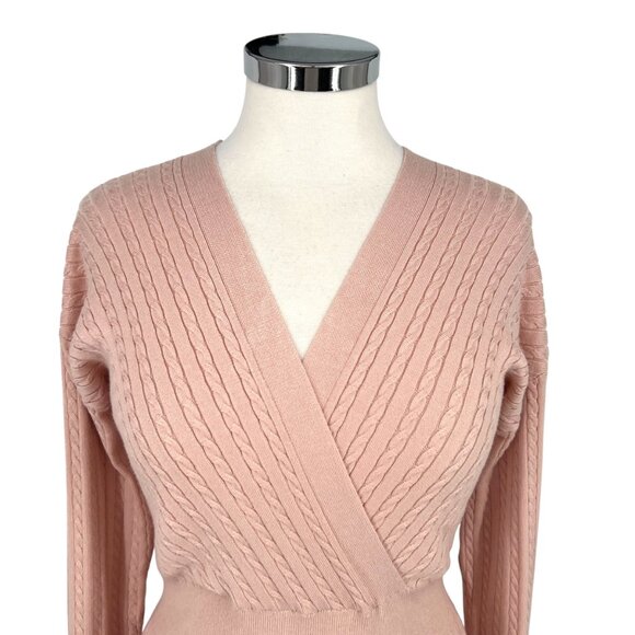 Lucky Brand Blush Cable Knit Sweater Dress Pink Size Petite Medium NWT - Picture 3 of 13